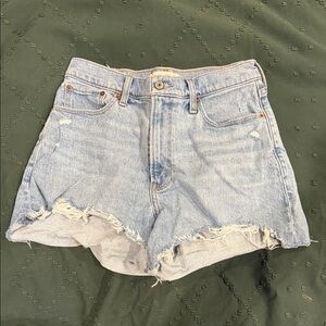 Abercrombie & Fitch Light Blue Frayed Jean Shorts